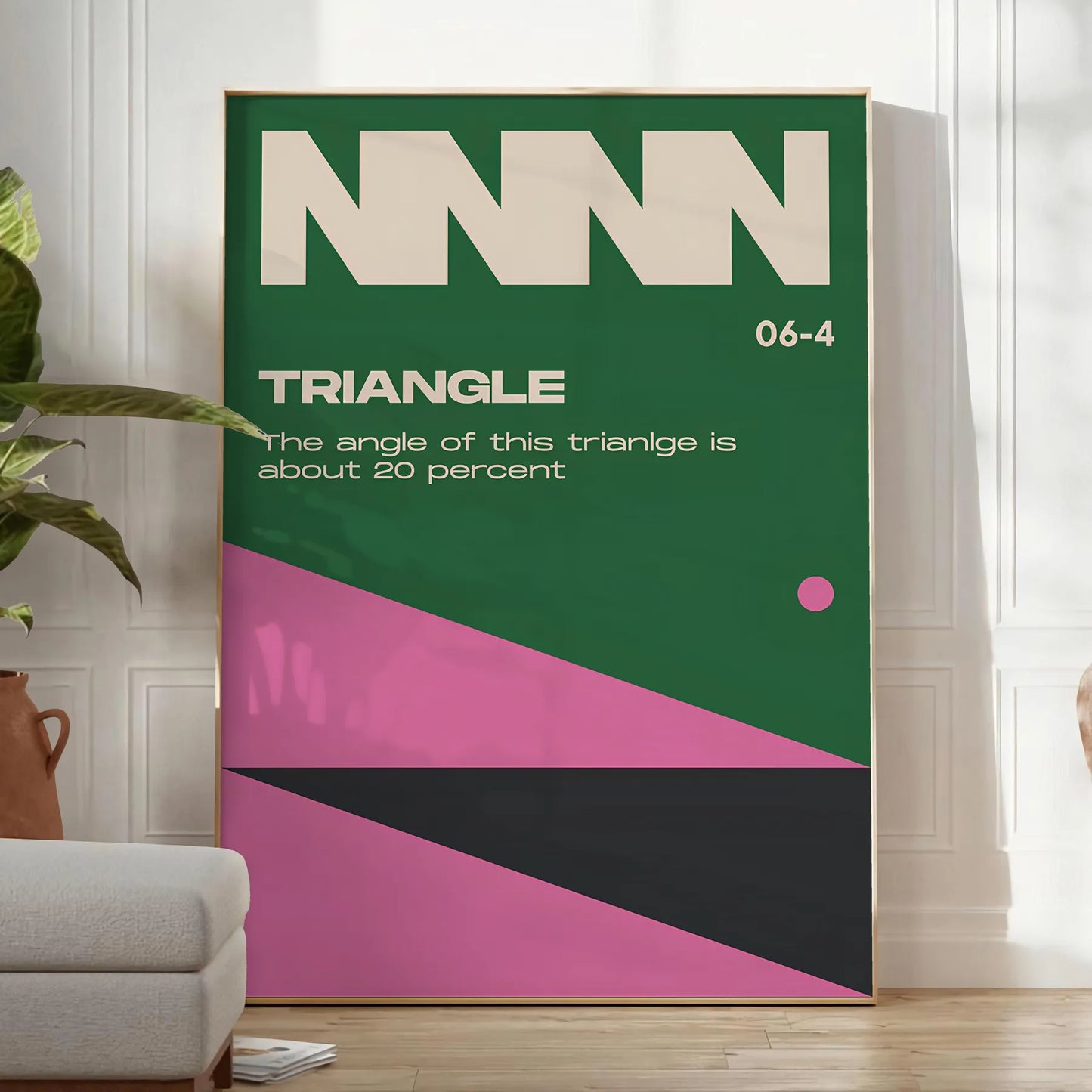 space Triangle Modern Art Poster brown green hues contemporary wall touch elegance room gift own decor sizes A4 cm A0