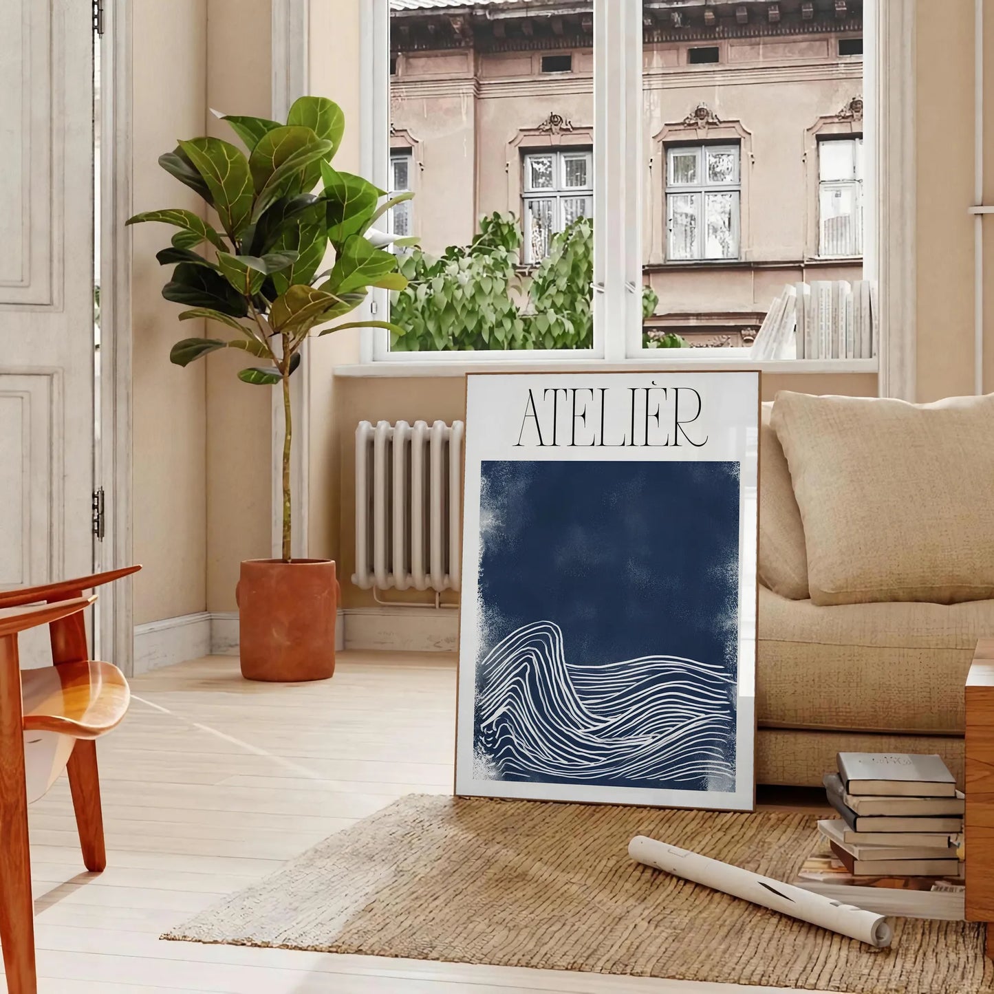 space Atelier Maximalist poster vibrant blend blue green artistic expression unique wall art thoughtful gift print room decor preferred size A4 cm A0